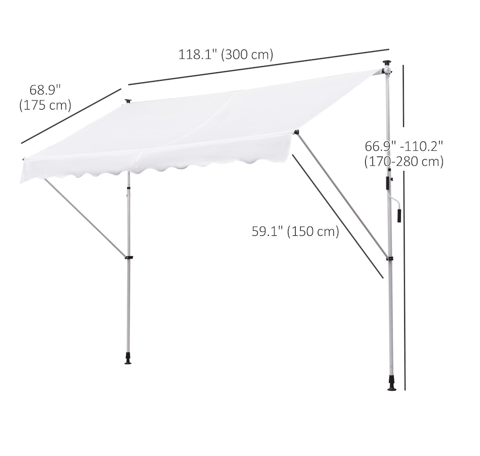 Image 923109_ALTMORE2.jpg, Product 923-109 / Price $129.99, Outsunny 9.8'x4.9' Retractable Patio Awning Floor-to-ceiling Shade White from Outsunny on TSC.ca's Home & Garden department