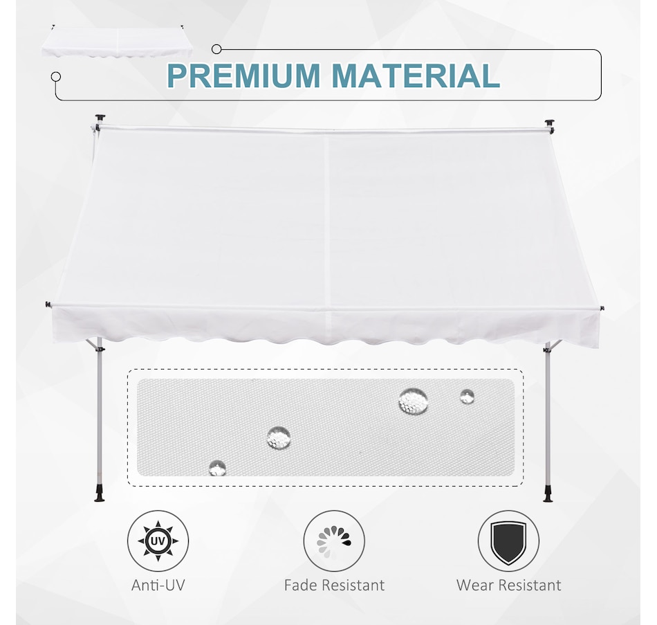 Image 923109_ALTMORE3.jpg, Product 923-109 / Price $129.99, Outsunny 9.8'x4.9' Retractable Patio Awning Floor-to-ceiling Shade White from Outsunny on TSC.ca's Home & Garden department