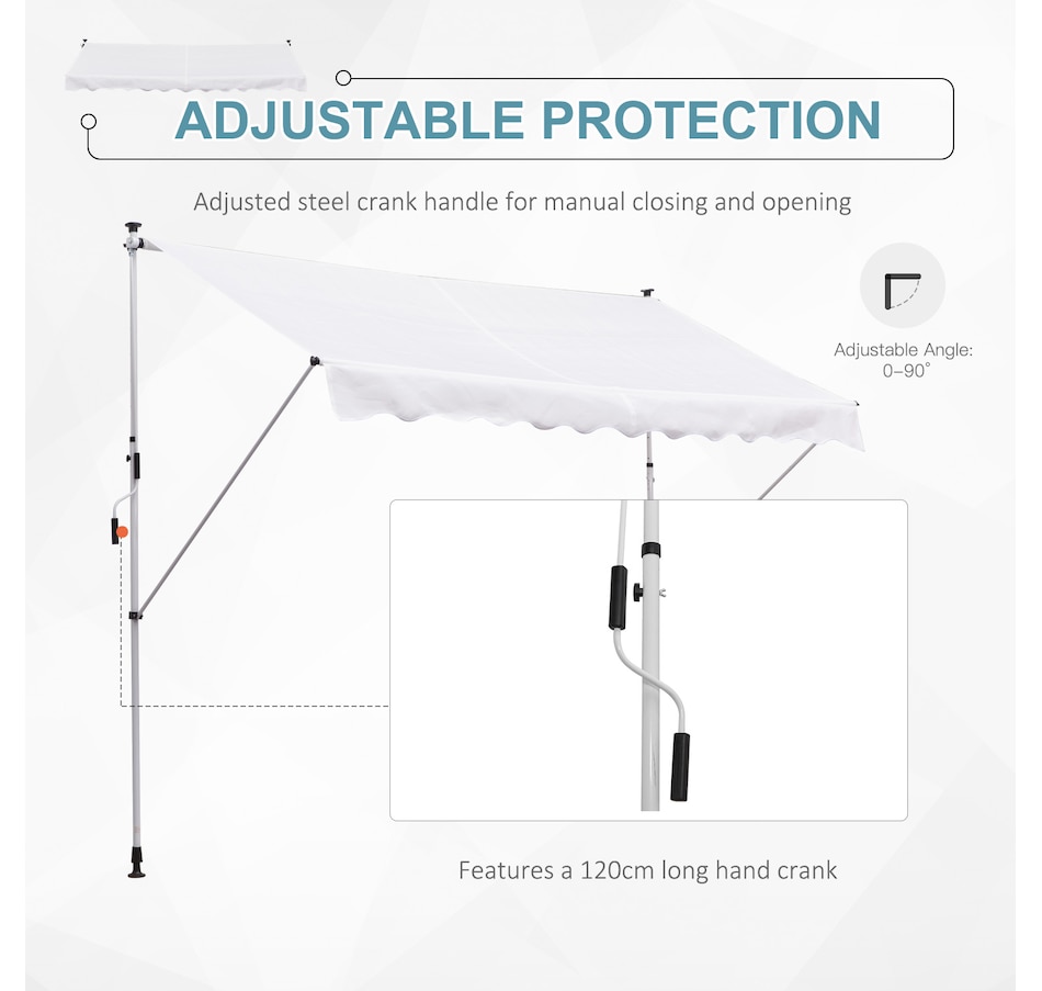 Image 923109_ALTMORE4.jpg, Product 923-109 / Price $129.99, Outsunny 9.8'x4.9' Retractable Patio Awning Floor-to-ceiling Shade White from Outsunny on TSC.ca's Home & Garden department