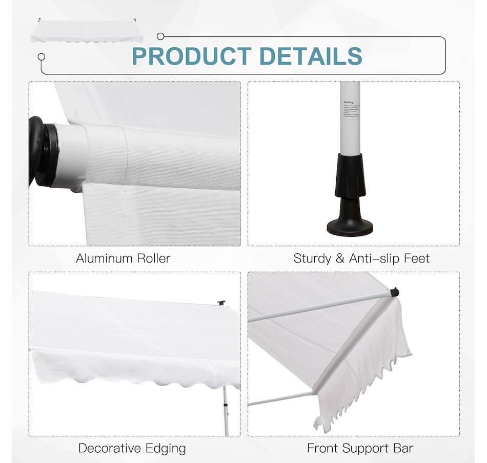 Image 923109_ALTMORE5.jpg, Product 923-109 / Price $129.99, Outsunny 9.8'x4.9' Retractable Patio Awning Floor-to-ceiling Shade White from Outsunny on TSC.ca's Home & Garden department