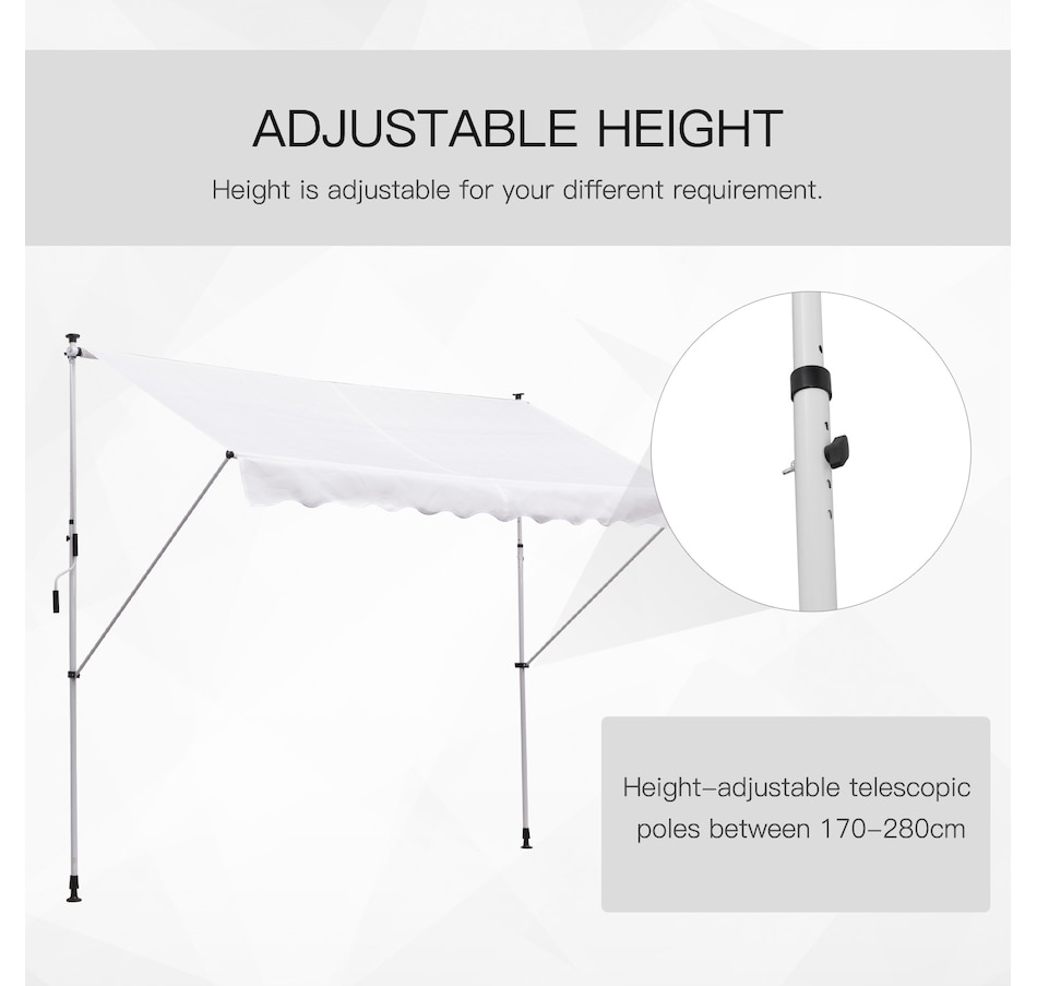 Image 923109_ALTMORE6.jpg, Product 923-109 / Price $129.99, Outsunny 9.8'x4.9' Retractable Patio Awning Floor-to-ceiling Shade White from Outsunny on TSC.ca's Home & Garden department