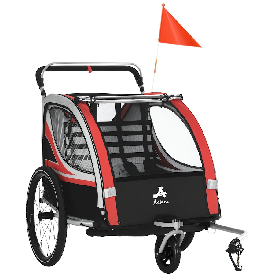 Image 923118.jpg, Product 923-118 / Price $239.99, Aosom Child Baby Bike Trailer Kids 2 Seater, Bike Stroller Toddler, Red from Aosom on TSC.ca's Toys & Hobbies department