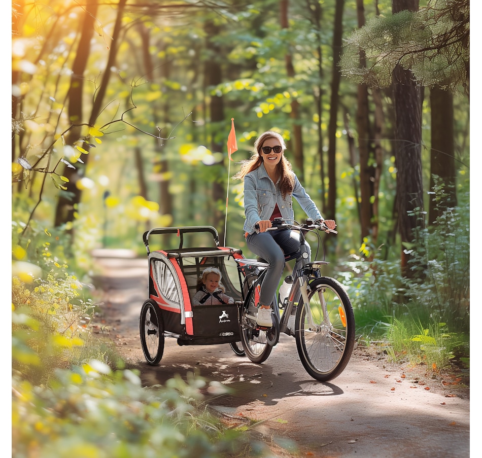 Image 923118_ALTMORE1.jpg, Product 923-118 / Price $249.99, Aosom Child Baby Bike Trailer Kids 2 Seater, Bike Stroller Toddler, Red from Aosom on TSC.ca's Toys & Hobbies department