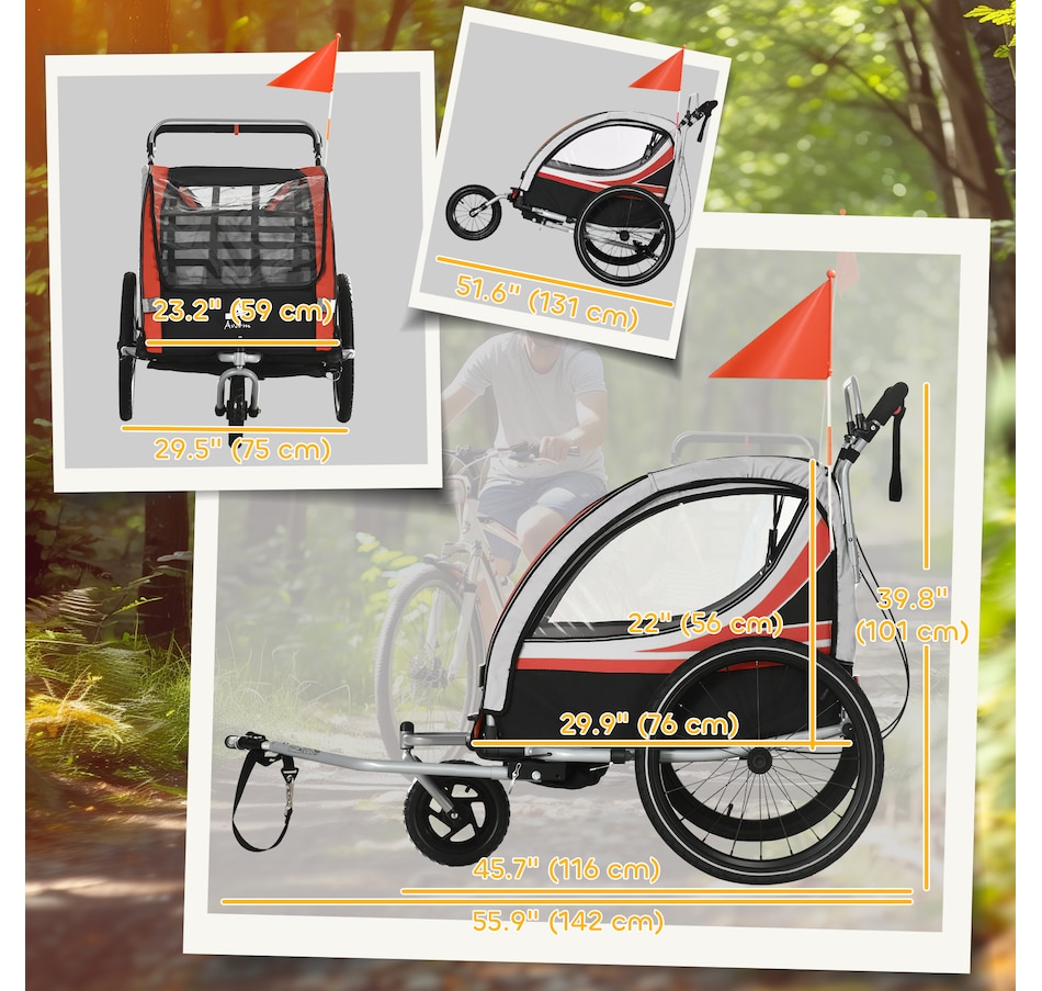 Image 923118_ALTMORE2.jpg, Product 923-118 / Price $249.99, Aosom Child Baby Bike Trailer Kids 2 Seater, Bike Stroller Toddler, Red from Aosom on TSC.ca's Toys & Hobbies department