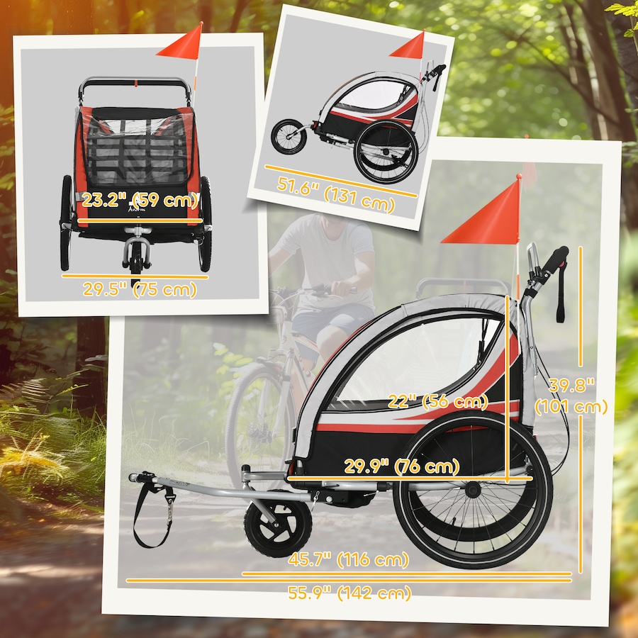 Image 923118_ALTMORE2.jpg, Product 923-118 / Price $239.99, Aosom Child Baby Bike Trailer Kids 2 Seater, Bike Stroller Toddler, Red from Aosom on TSC.ca's Toys & Hobbies department