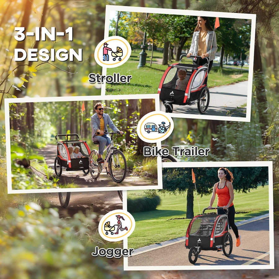 Image 923118_ALTMORE3.jpg, Product 923-118 / Price $239.99, Aosom Child Baby Bike Trailer Kids 2 Seater, Bike Stroller Toddler, Red from Aosom on TSC.ca's Toys & Hobbies department
