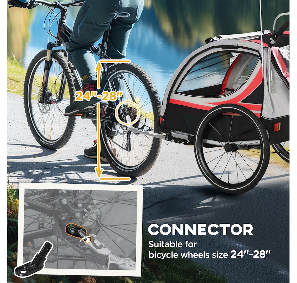 Image 923118_ALTMORE6.jpg, Product 923-118 / Price $249.99, Aosom Child Baby Bike Trailer Kids 2 Seater, Bike Stroller Toddler, Red from Aosom on TSC.ca's Toys & Hobbies department