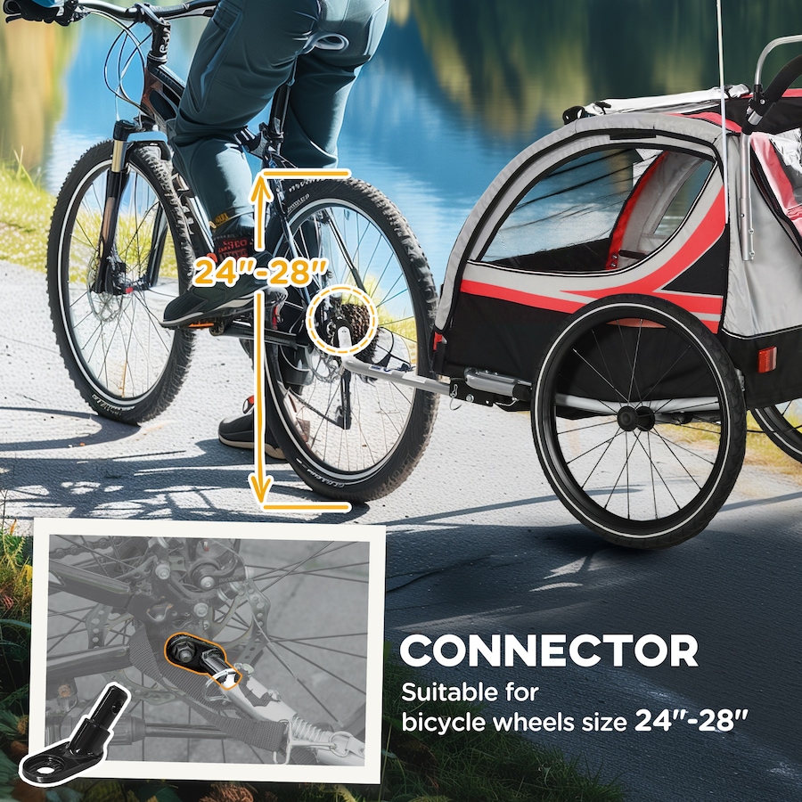Image 923118_ALTMORE6.jpg, Product 923-118 / Price $239.99, Aosom Child Baby Bike Trailer Kids 2 Seater, Bike Stroller Toddler, Red from Aosom on TSC.ca's Toys & Hobbies department