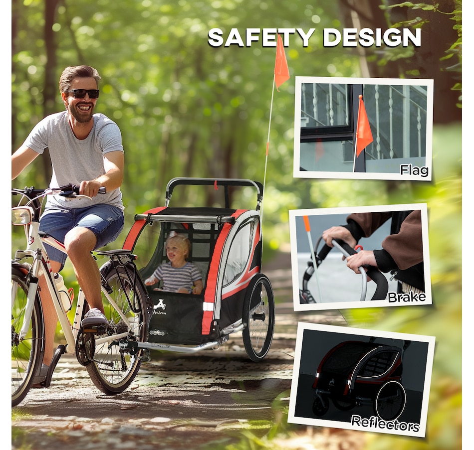 Image 923118_ALTMORE7.jpg, Product 923-118 / Price $249.99, Aosom Child Baby Bike Trailer Kids 2 Seater, Bike Stroller Toddler, Red from Aosom on TSC.ca's Toys & Hobbies department