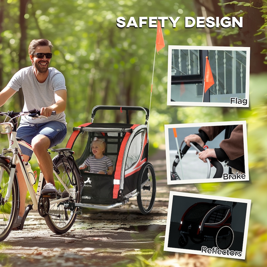 Image 923118_ALTMORE7.jpg, Product 923-118 / Price $239.99, Aosom Child Baby Bike Trailer Kids 2 Seater, Bike Stroller Toddler, Red from Aosom on TSC.ca's Toys & Hobbies department