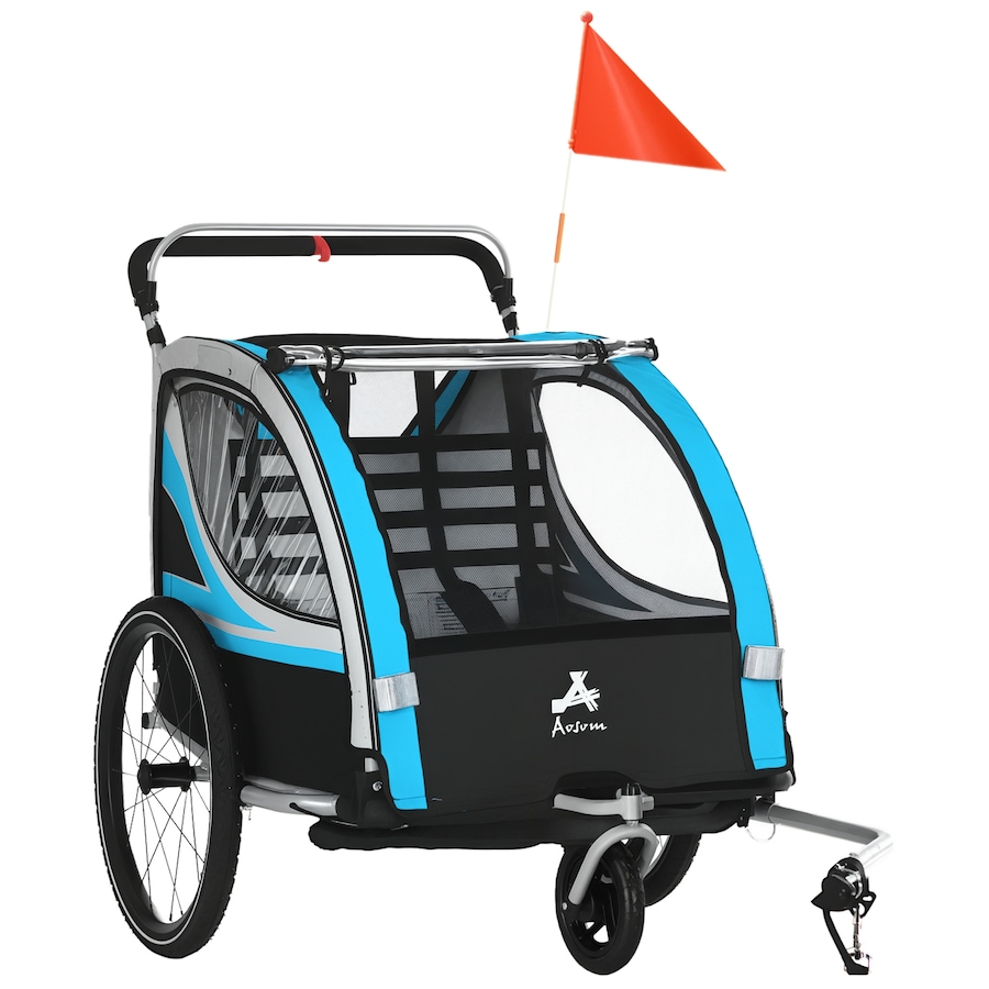 Image 923119.jpg, Product 923-119 / Price $249.99, Aosom Child Baby Bike Trailer Kids 2 Seater, Bike Stroller Toddler, Blue from Aosom on TSC.ca's Toys & Hobbies department