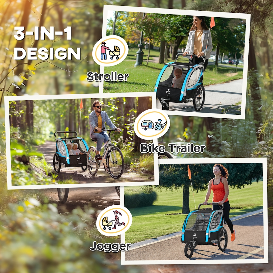 Image 923119_ALTMORE3.jpg, Product 923-119 / Price $249.99, Aosom Child Baby Bike Trailer Kids 2 Seater, Bike Stroller Toddler, Blue from Aosom on TSC.ca's Toys & Hobbies department