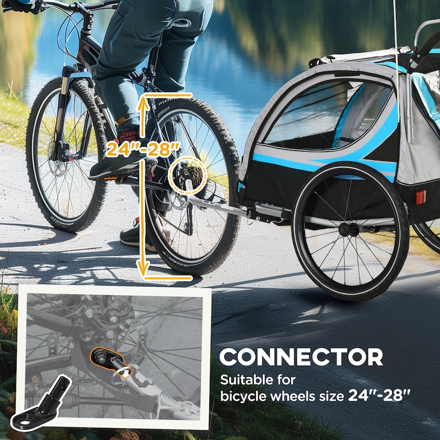 Image 923119_ALTMORE6.jpg, Product 923-119 / Price $249.99, Aosom Child Baby Bike Trailer Kids 2 Seater, Bike Stroller Toddler, Blue from Aosom on TSC.ca's Toys & Hobbies department