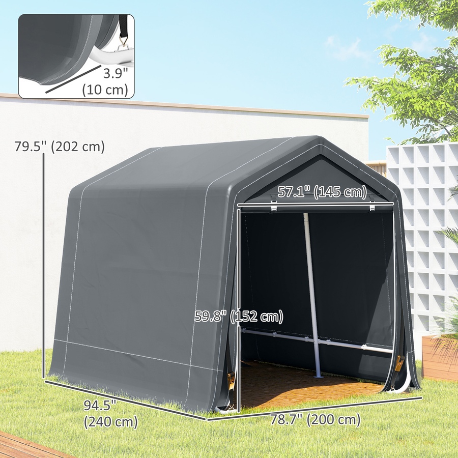 Image 923120_ALTMORE2.jpg, Product 923-120 / Price $199.99, Outsunny 7.9' x 6.6' Garden Storage Tent, Heavy Duty Bike Shed, Dark Grey from Outsunny on TSC.ca's Home & Garden department