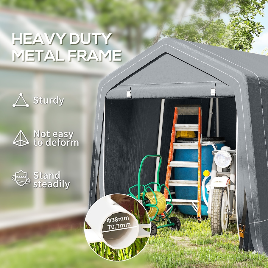 Image 923120_ALTMORE3.jpg, Product 923-120 / Price $199.99, Outsunny 7.9' x 6.6' Garden Storage Tent, Heavy Duty Bike Shed, Dark Grey from Outsunny on TSC.ca's Home & Garden department
