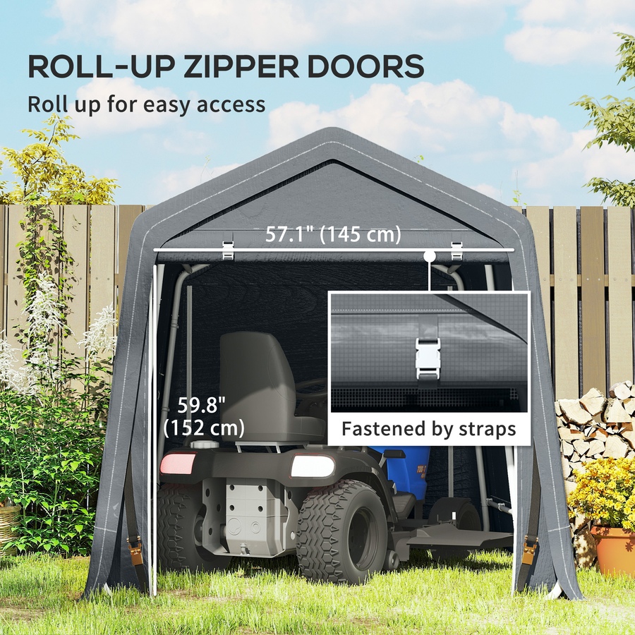 Image 923120_ALTMORE4.jpg, Product 923-120 / Price $199.99, Outsunny 7.9' x 6.6' Garden Storage Tent, Heavy Duty Bike Shed, Dark Grey from Outsunny on TSC.ca's Home & Garden department