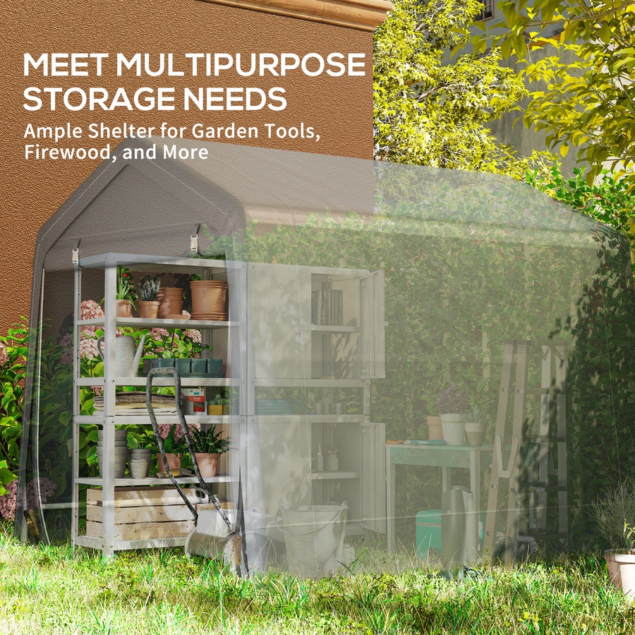 Image 923120_ALTMORE6.jpg, Product 923-120 / Price $199.99, Outsunny 7.9' x 6.6' Garden Storage Tent, Heavy Duty Bike Shed, Dark Grey from Outsunny on TSC.ca's Home & Garden department