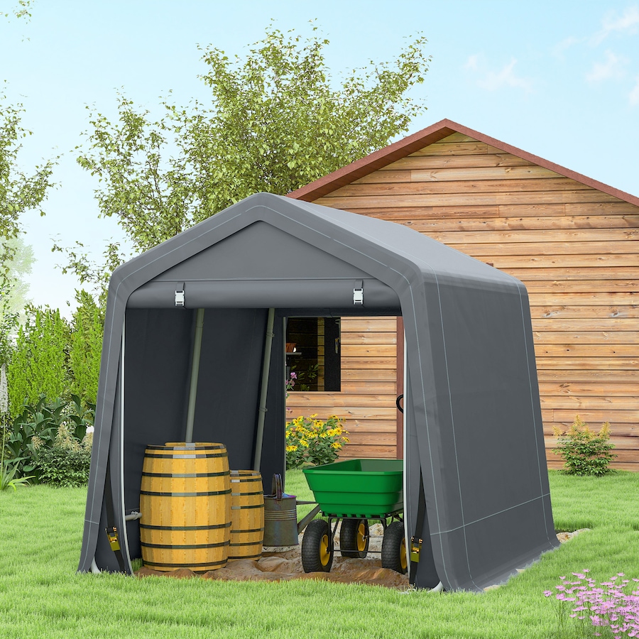 Image 923120_ALTMORE8.jpg, Product 923-120 / Price $199.99, Outsunny 7.9' x 6.6' Garden Storage Tent, Heavy Duty Bike Shed, Dark Grey from Outsunny on TSC.ca's Home & Garden department