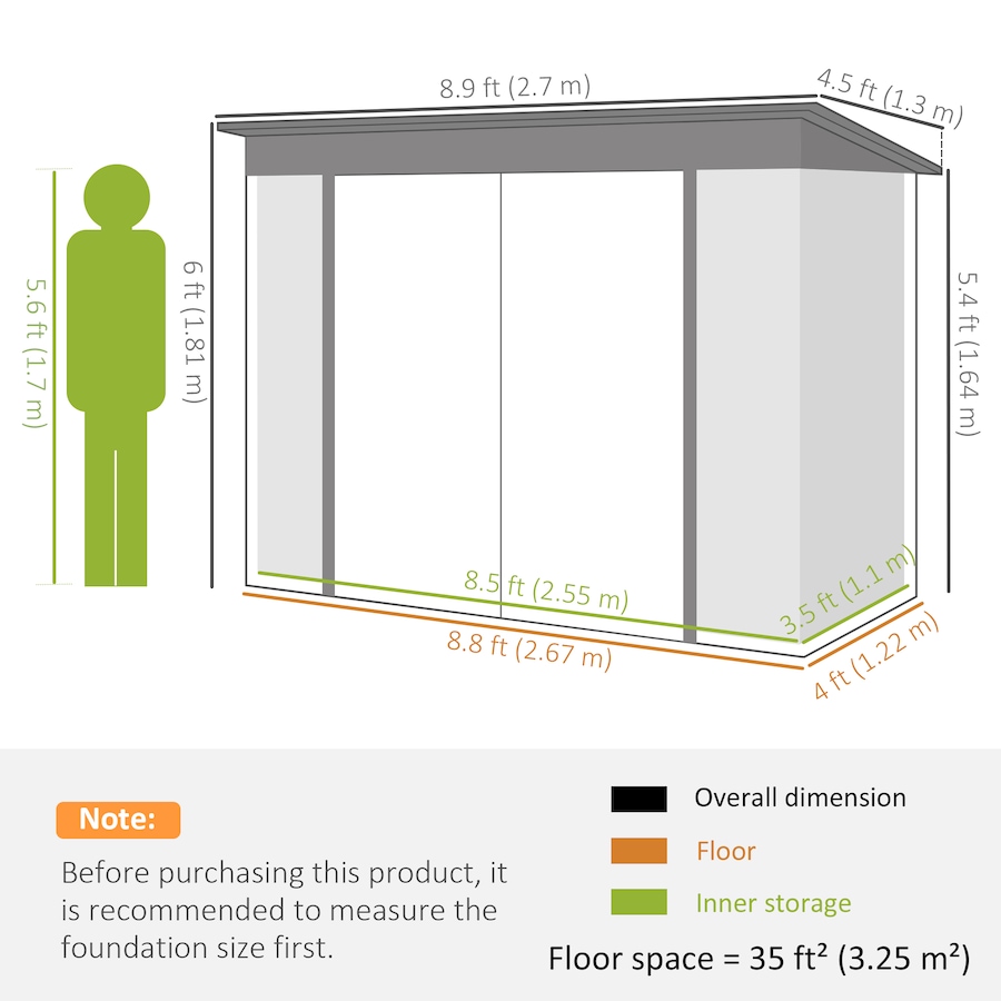 Image 923121_ALTMORE2.jpg, Product 923-121 / Price $409.99, Outsunny 9' x 4' Galvanized Steel Storage Shed with Lockable Doors, Vents from Outsunny on TSC.ca's Home & Garden department