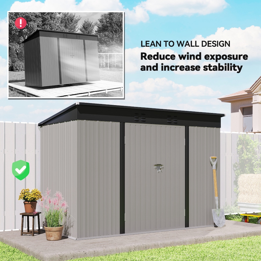 Image 923121_ALTMORE5.jpg, Product 923-121 / Price $409.99, Outsunny 9' x 4' Galvanized Steel Storage Shed with Lockable Doors, Vents from Outsunny on TSC.ca's Home & Garden department