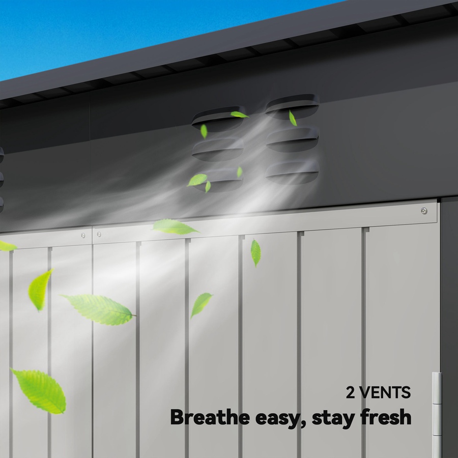Image 923121_ALTMORE7.jpg, Product 923-121 / Price $409.99, Outsunny 9' x 4' Galvanized Steel Storage Shed with Lockable Doors, Vents from Outsunny on TSC.ca's Home & Garden department