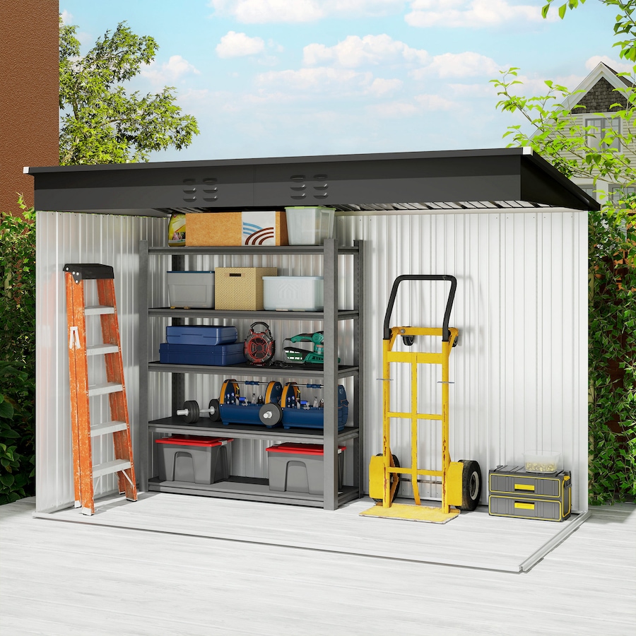 Image 923121_ALTMORE8.jpg, Product 923-121 / Price $409.99, Outsunny 9' x 4' Galvanized Steel Storage Shed with Lockable Doors, Vents from Outsunny on TSC.ca's Home & Garden department