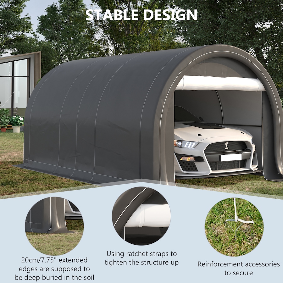 Image 923122_ALTMORE4.jpg, Product 923-122 / Price $367.37, Outsunny 10' x 16' Carport Storage Tent Anti-UV PE Portable Garage, Grey from Outsunny on TSC.ca's Home & Garden department