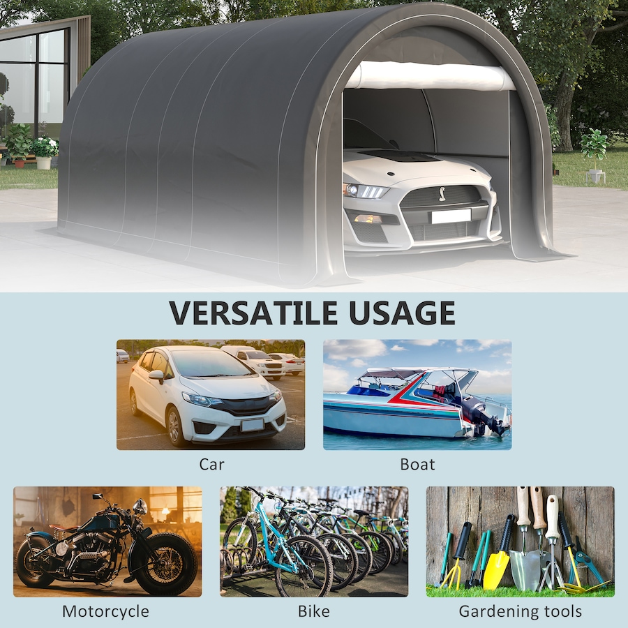 Image 923122_ALTMORE6.jpg, Product 923-122 / Price $367.37, Outsunny 10' x 16' Carport Storage Tent Anti-UV PE Portable Garage, Grey from Outsunny on TSC.ca's Home & Garden department