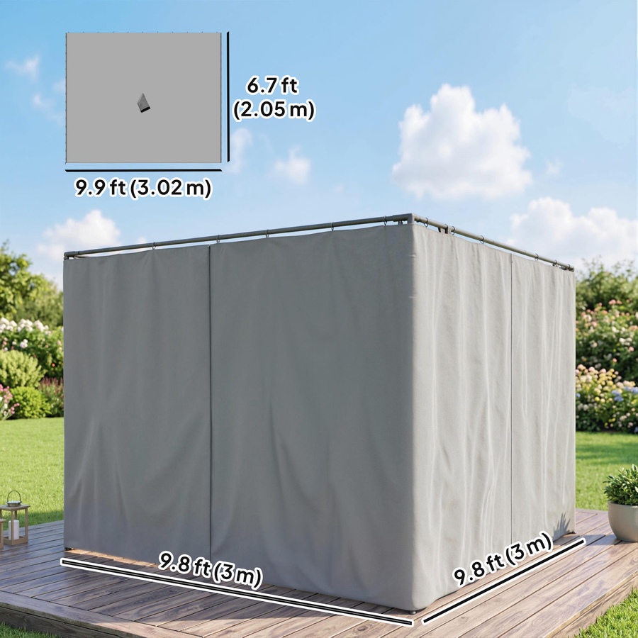 Image 923124_ALTMORE10.jpg, Product 923-124 / Price $94.99, Outsunny 10' x 10' Universal Gazebo Curtains, 4 Panels, Light Grey from Outsunny on TSC.ca's Home & Garden department