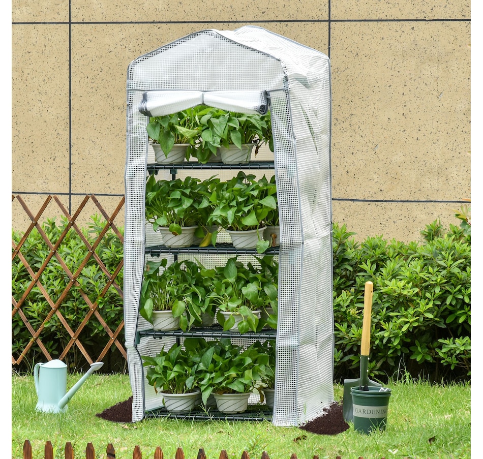 Image 923125_ALTMORE1.jpg, Product 923-125 / Price $49.99, Outsunny Portable Greenhouse with 4 Tier Shelves, Outdoor Hot House, White from Outsunny on TSC.ca's Home & Garden department