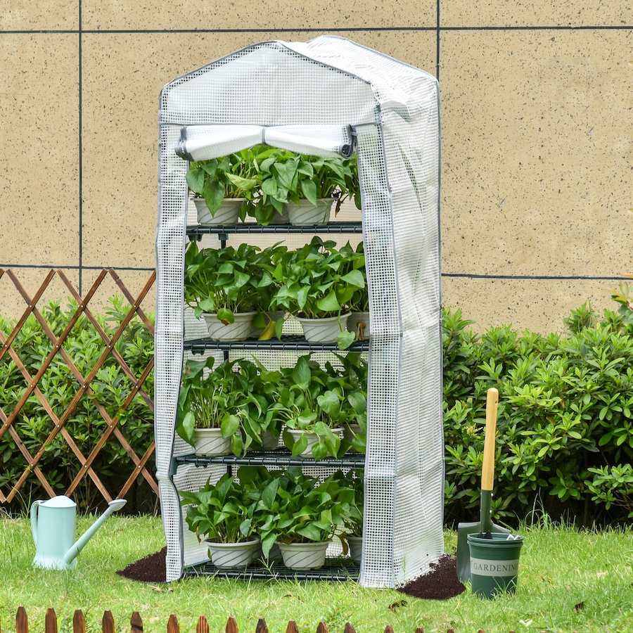 Image 923125_ALTMORE1.jpg, Product 923-125 / Price $39.99, Outsunny Portable Greenhouse with 4 Tier Shelves, Outdoor Hot House, White from Outsunny on TSC.ca's Home & Garden department