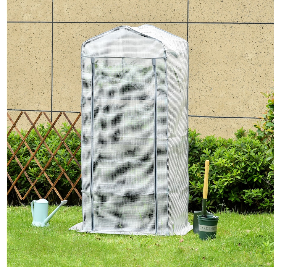 Image 923125_ALTMORE6.jpg, Product 923-125 / Price $49.99, Outsunny Portable Greenhouse with 4 Tier Shelves, Outdoor Hot House, White from Outsunny on TSC.ca's Home & Garden department