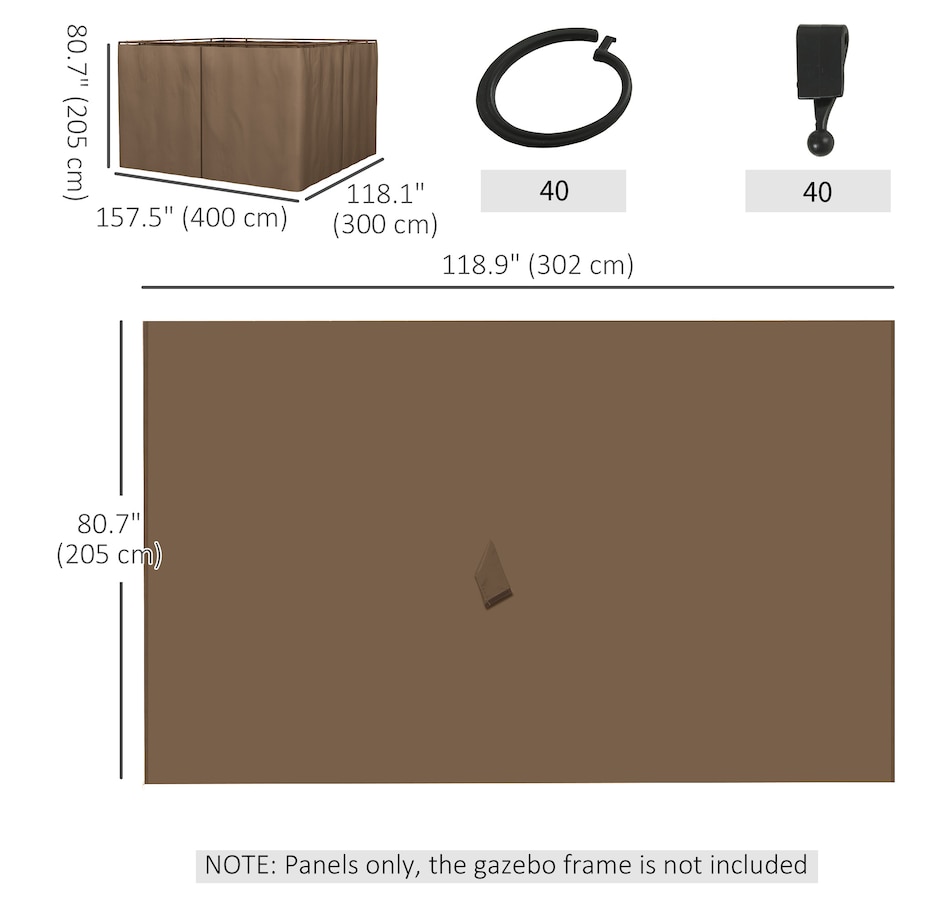 Image 923127_ALTMORE2.jpg, Product 923-127 / Price $69.99, Outsunny 10' x 10' Universal Gazebo Curtains, 4 Panels, Brown from Outsunny on TSC.ca's Home & Garden department