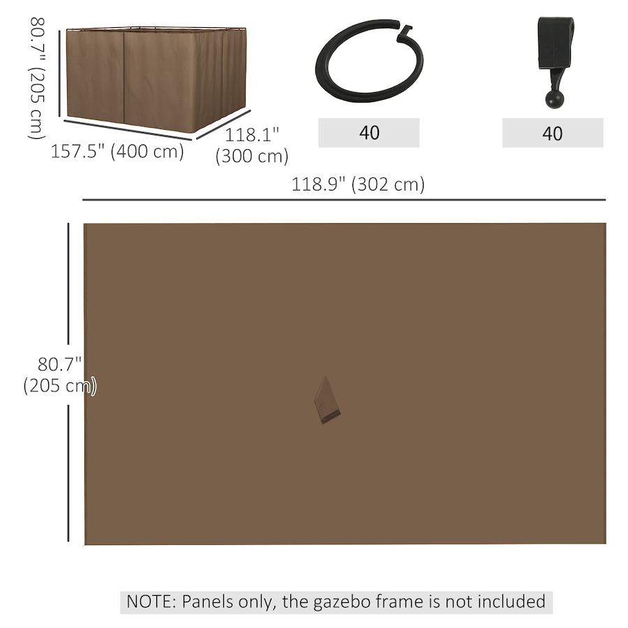 Image 923127_ALTMORE2.jpg, Product 923-127 / Price $94.99, Outsunny 10' x 10' Universal Gazebo Curtains, 4 Panels, Brown from Outsunny on TSC.ca's Home & Garden department