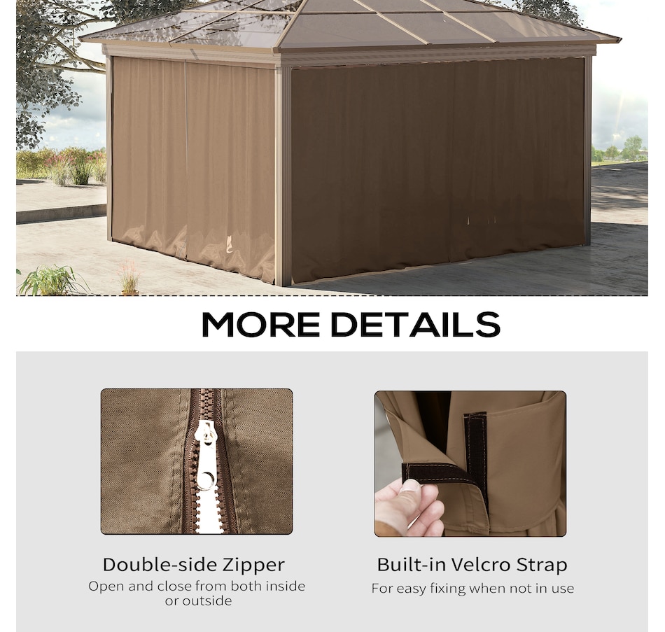 Image 923127_ALTMORE4.jpg, Product 923-127 / Price $69.99, Outsunny 10' x 10' Universal Gazebo Curtains, 4 Panels, Brown from Outsunny on TSC.ca's Home & Garden department