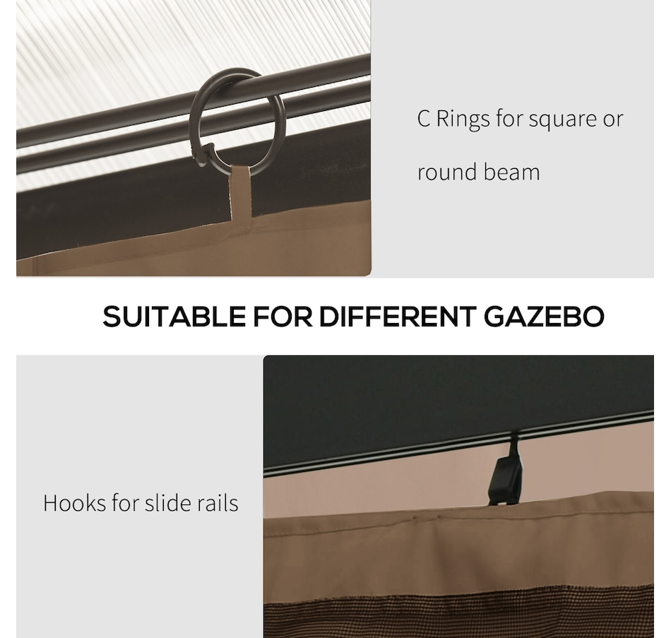 Image 923127_ALTMORE5.jpg, Product 923-127 / Price $69.99, Outsunny 10' x 10' Universal Gazebo Curtains, 4 Panels, Brown from Outsunny on TSC.ca's Home & Garden department