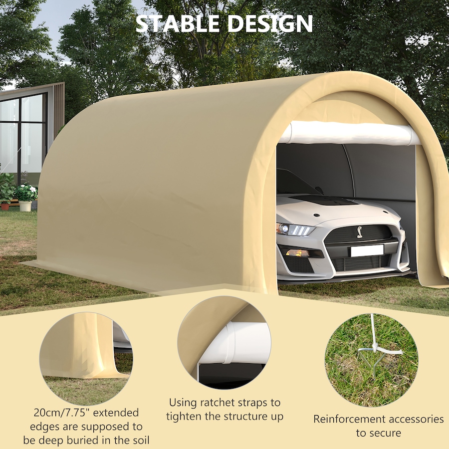 Image 923129_ALTMORE4.jpg, Product 923-129 / Price $349.99, Outsunny 10' x 16' Carport Storage Tent Anti-UV PE Portable Garage, Beige from Outsunny on TSC.ca's Home & Garden department