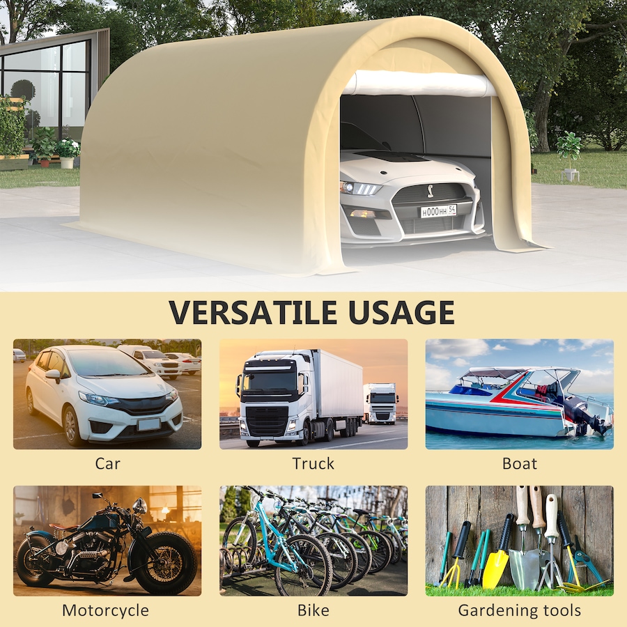 Image 923129_ALTMORE6.jpg, Product 923-129 / Price $349.99, Outsunny 10' x 16' Carport Storage Tent Anti-UV PE Portable Garage, Beige from Outsunny on TSC.ca's Home & Garden department