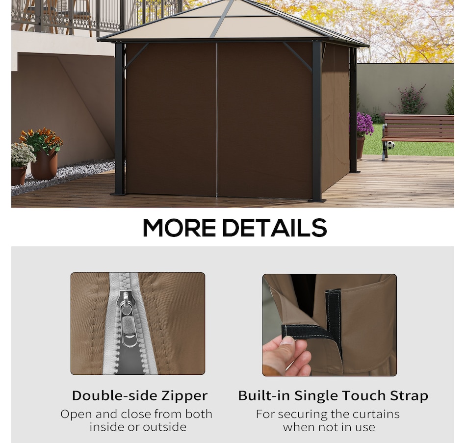 Image 923130_ALTMORE4.jpg, Product 923-130 / Price $84.99, Outsunny 10' x 13' Universal Gazebo Curtains, 4 Panels, Dark Brown from Outsunny on TSC.ca's Home & Garden department