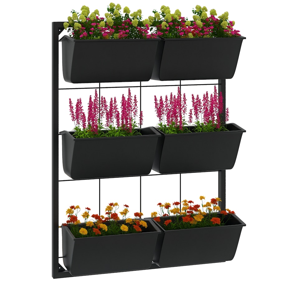 Image 923135.jpg, Product 923-135 / Price $80.99, Outsunny 3-Tier Wall Planter with 6 Pots, Hanging Plant Holder from Outsunny on TSC.ca's Home & Garden department