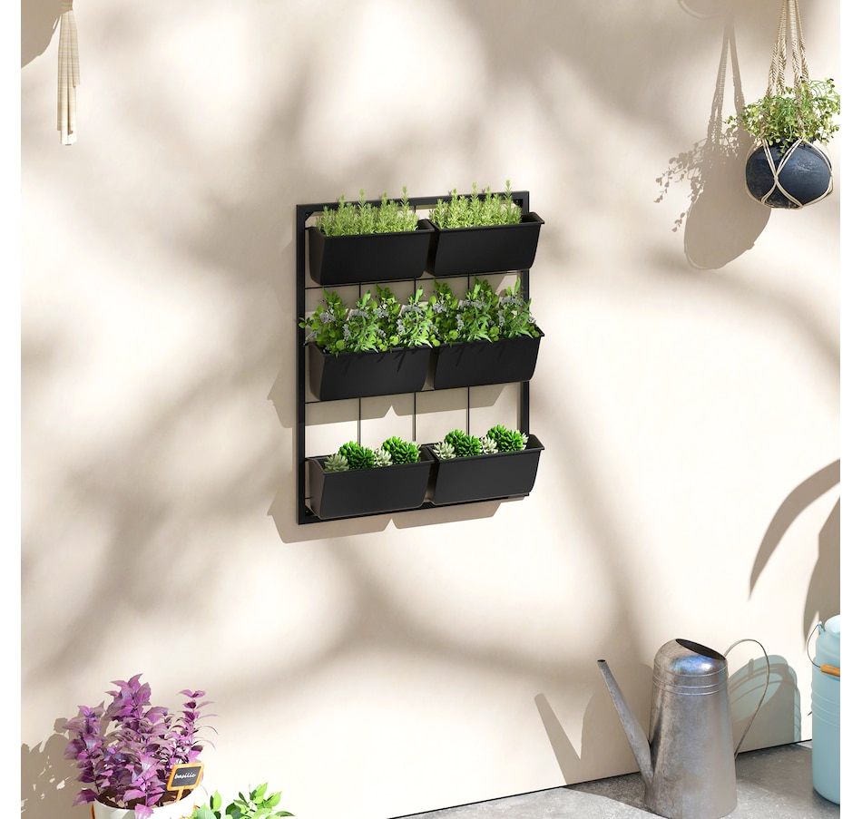 Image 923135_ALTMORE1.jpg, Product 923-135 / Price $80.99, Outsunny 3-Tier Wall Planter with 6 Pots, Hanging Plant Holder from Outsunny on TSC.ca's Home & Garden department