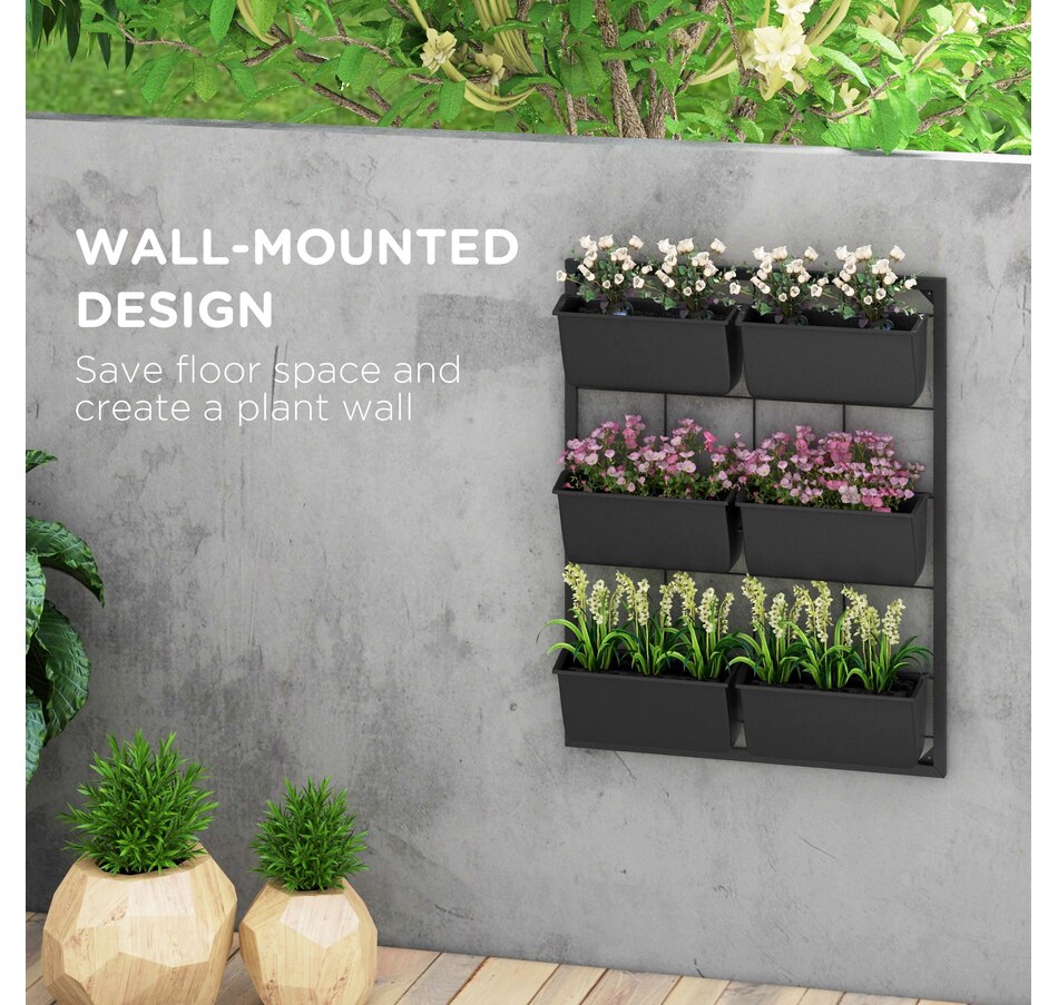 Image 923135_ALTMORE3.jpg, Product 923-135 / Price $80.99, Outsunny 3-Tier Wall Planter with 6 Pots, Hanging Plant Holder from Outsunny on TSC.ca's Home & Garden department
