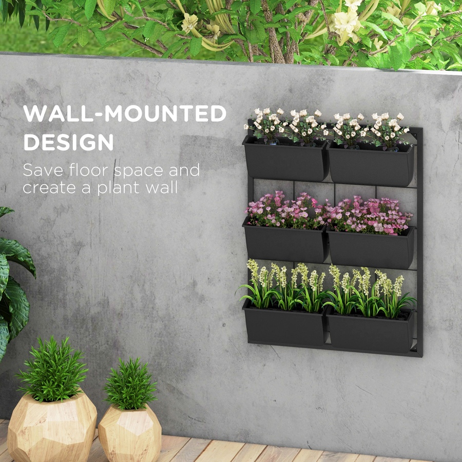 Image 923135_ALTMORE3.jpg, Product 923-135 / Price $66.99, Outsunny 3-Tier Wall Planter with 6 Pots, Hanging Plant Holder from Outsunny on TSC.ca's Home & Garden department