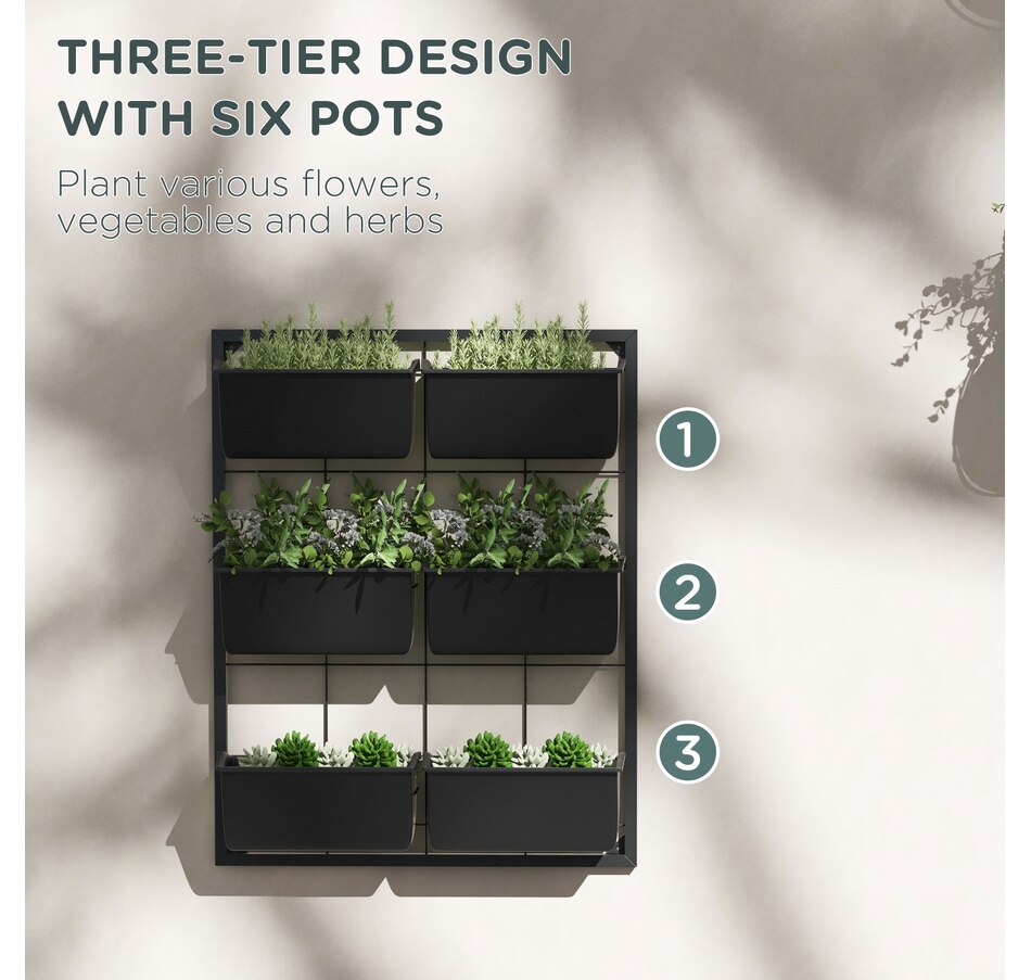 Image 923135_ALTMORE4.jpg, Product 923-135 / Price $80.99, Outsunny 3-Tier Wall Planter with 6 Pots, Hanging Plant Holder from Outsunny on TSC.ca's Home & Garden department