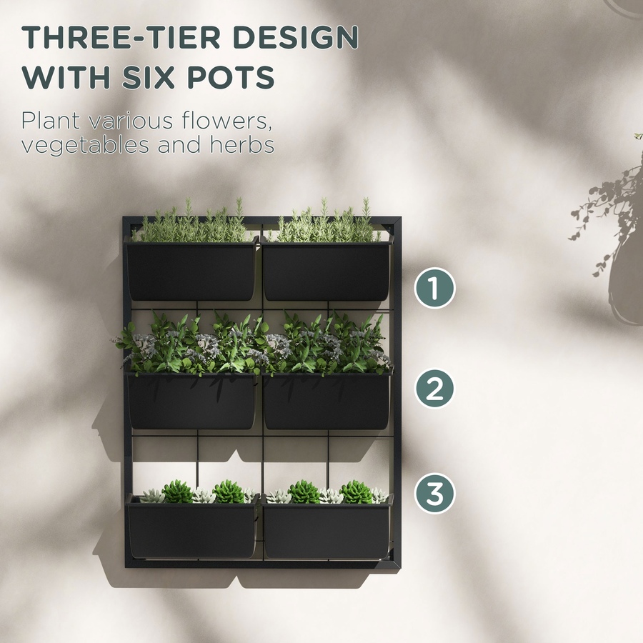 Image 923135_ALTMORE4.jpg, Product 923-135 / Price $66.99, Outsunny 3-Tier Wall Planter with 6 Pots, Hanging Plant Holder from Outsunny on TSC.ca's Home & Garden department