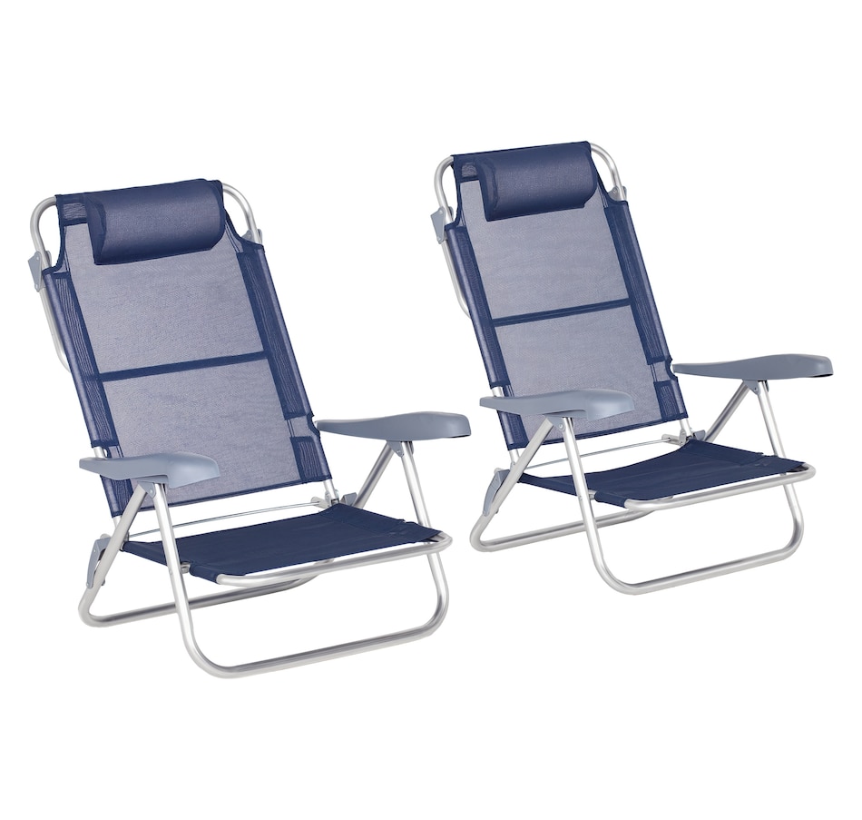 Image 923136.jpg, Product 923-136 / Price $99.99, Outsunn Set of 2 Camping Chair, Beach Chairs for Outdoor, Dark Blue from Outsunny on TSC.ca's Health & Fitness department