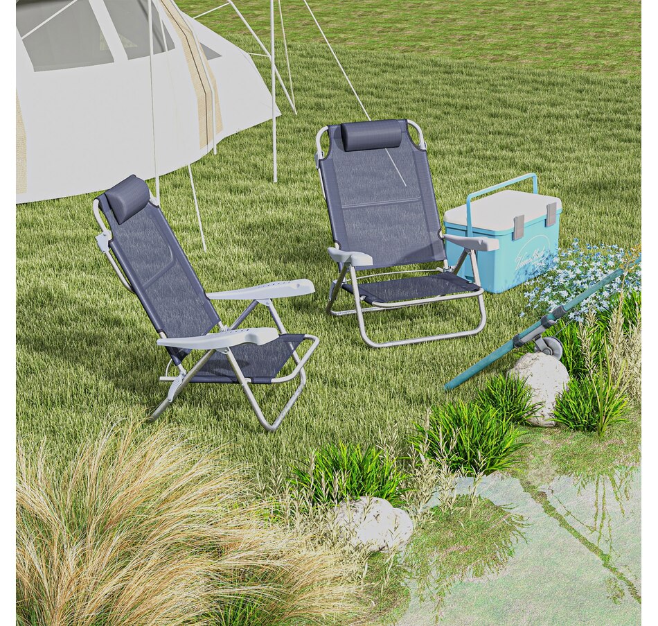 Image 923136_ALTMORE1.jpg, Product 923-136 / Price $99.99, Outsunn Set of 2 Camping Chair, Beach Chairs for Outdoor, Dark Blue from Outsunny on TSC.ca's Health & Fitness department