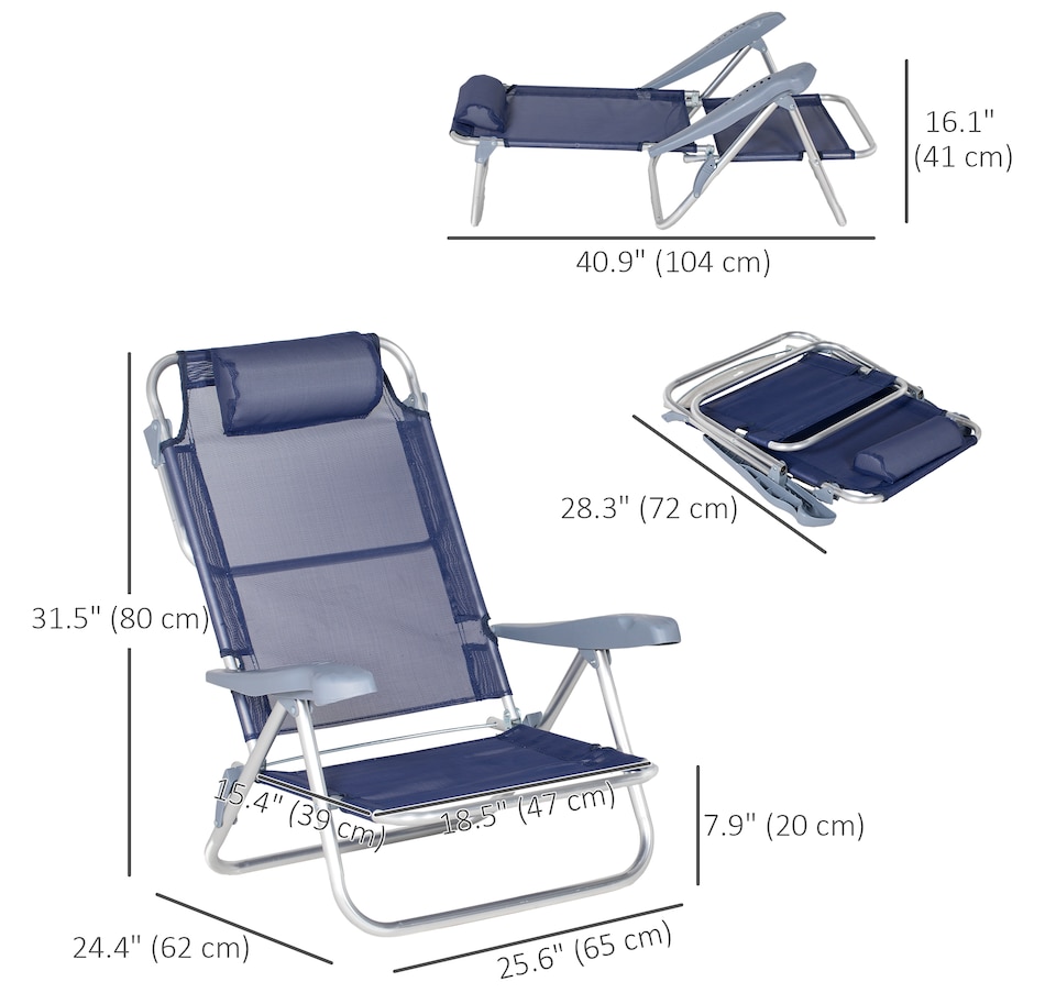 Image 923136_ALTMORE2.jpg, Product 923-136 / Price $99.99, Outsunn Set of 2 Camping Chair, Beach Chairs for Outdoor, Dark Blue from Outsunny on TSC.ca's Health & Fitness department
