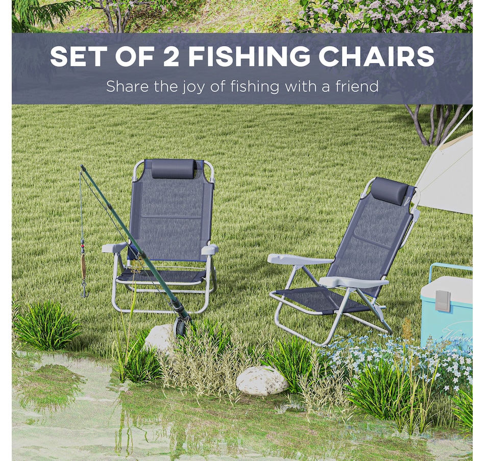 Image 923136_ALTMORE3.jpg, Product 923-136 / Price $99.99, Outsunn Set of 2 Camping Chair, Beach Chairs for Outdoor, Dark Blue from Outsunny on TSC.ca's Health & Fitness department