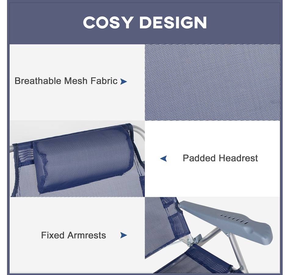 Image 923136_ALTMORE5.jpg, Product 923-136 / Price $99.99, Outsunn Set of 2 Camping Chair, Beach Chairs for Outdoor, Dark Blue from Outsunny on TSC.ca's Health & Fitness department
